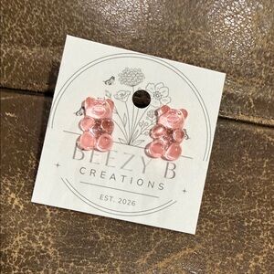 Beezy B Creations Pink Gummy Bear Stud Earrings